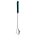thumbnail image 1 of Zhuge Cubiertos de plata 2 piezas Cuchara de hielo de acero inoxidable con mango corto Cuchara para helado de postre para el hogar Cuchara para revolver - Verde oscuro plateado, 1 of 5
