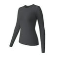 thumbnail image 3 of YVNAURA Womens Crew Neck Fitted Long Sleeve T Shirts Basic Layering Tees Slim Fit Soft Stretchy Tops Casual Everyday Wear Undershirts Fall Winter, Dark Gray,M, 3 of 5