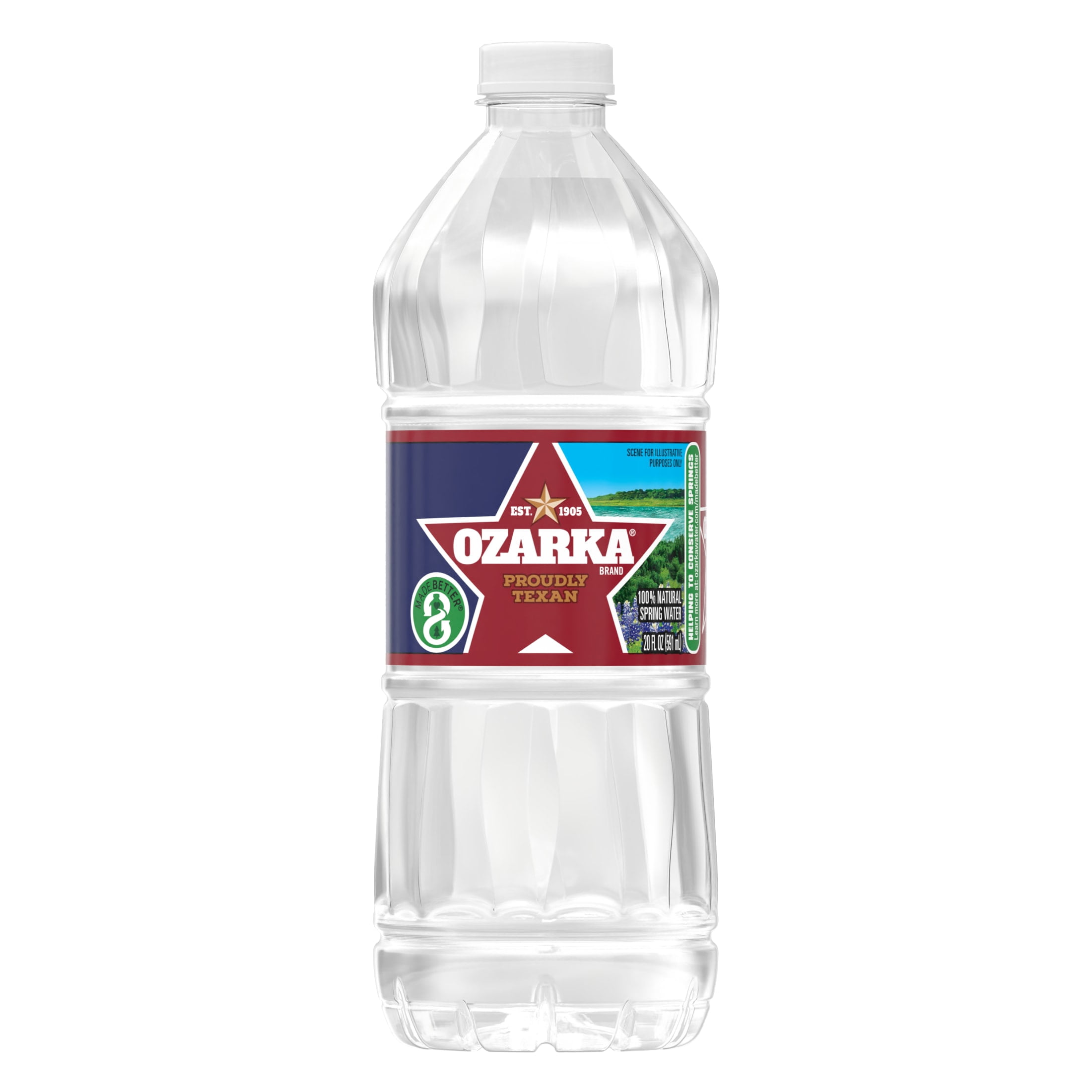 Ozarka Texas Spring Water, 20 Fl Oz, Single Plastic Bottle