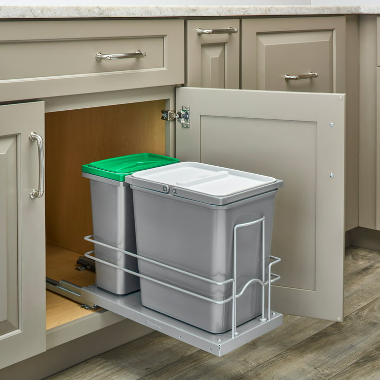 Pull Out Trash Kitchen Under Cabinet Waste Container Double