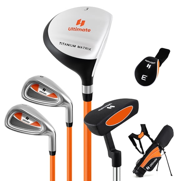 Gymax 31'' Portable Junior Complete Golf Club Set for Kid Age 8+ Set of 5 Yellow