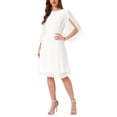 thumbnail image 2 of INSPIRE CHIC Women's Halloween Chiffon Dresses Flutter 3/4 Sleeve Crewneck Flowy Knee Length Dress Cocktail Party Wedding Outfits S White, 2 of 6