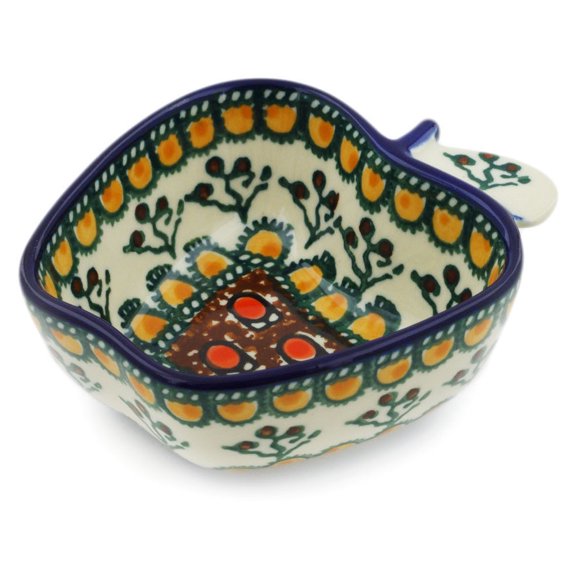 Polish Pottery Bowl 4-inch Polmedia Cranberry Medley Theme UNIKAT Hand Painted in Boleslawiec, Poland   Certificate of Authenticity
