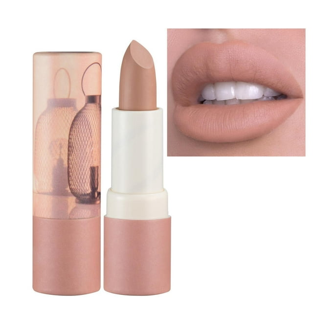 Fiudx Lápiz Labial Nude Mate de Terciopelo Resistente a La Decoloración, Nuevo Color, Tubo de Papel.