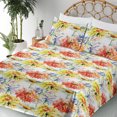 thumbnail image 3 of Ambesonne Floral Fitted & Flat Sheet with Shams 4 Pcs Set, Chrysanthemum Flowers Print, Queen, Vermilion Mustard and Green, 3 of 5