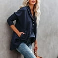 thumbnail image 5 of IROINNID Women's Long Sleeve Sweatshirt V-Neck Mid-Length Solid Color Stylish Pockets Sweatshirts Autumn Pullover Tops, Blue, 5 of 9