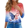 thumbnail image 4 of Women's 250th Anniversary USA Shirt Patriotic American Flag Print V-Neck Button 3/4 Sleeve T-Shirt, 4 of 6