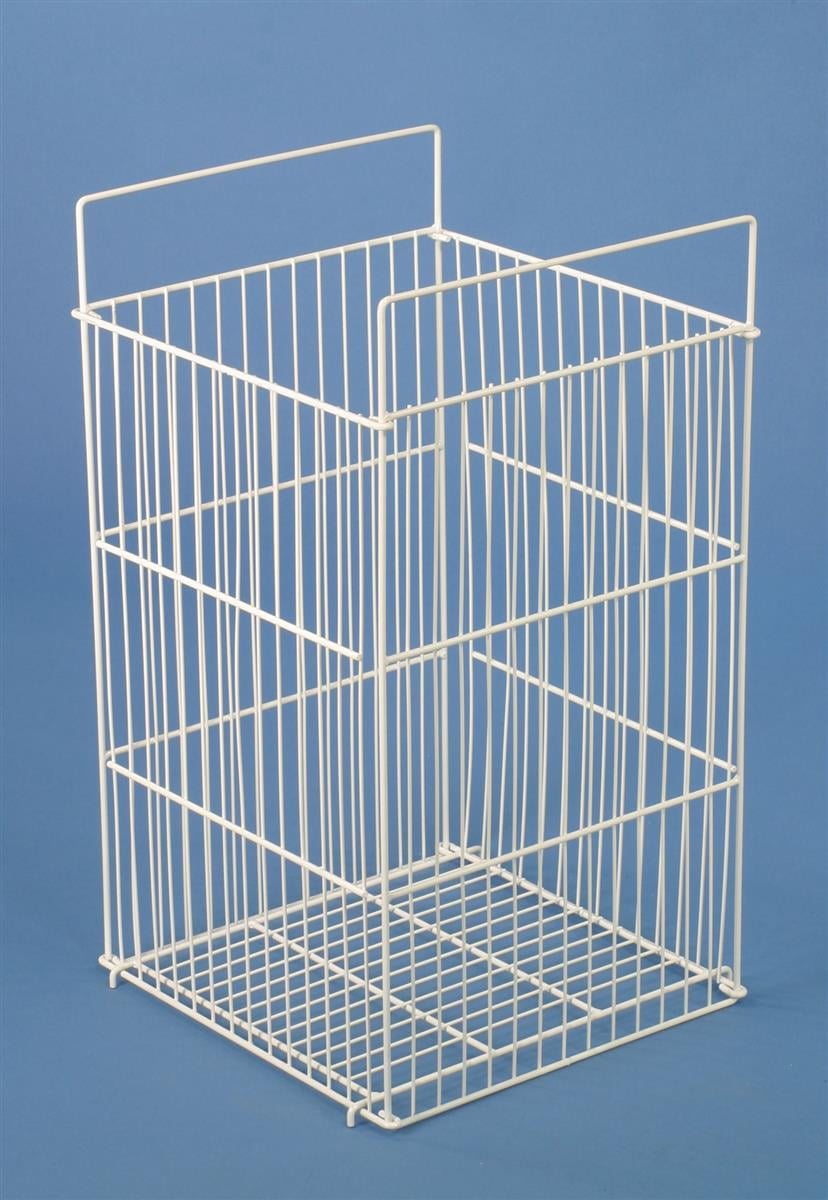 White Wire Display Bin with HeightAdjustable Bottom Shelf, 18 x 18