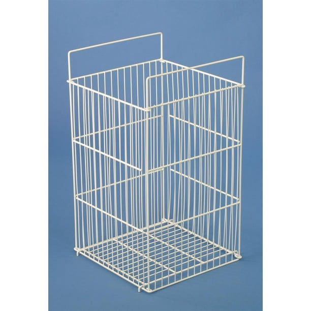 White Wire Display Bin with HeightAdjustable Bottom Shelf, 18 x 18