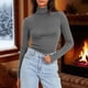 thumbnail image 2 of Talla grande Tops de tallas grandes,Blusa informal de terciopelo de manga larga para mujer, cuello alto, poliéster con lentejuelas, largo regular para uso diario, sopatenor, 2 of 9