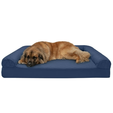 UPC: 0842229116083 | FurHaven Pet Products Quilted Memory Top Sofa-Style Pet Bed for Dogs & Cats – Navy Jumbo Plus