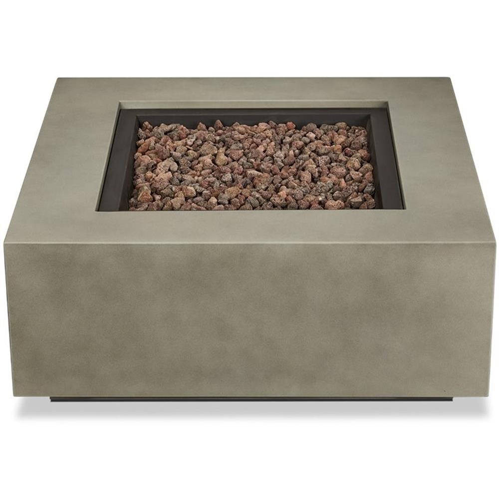 Bowery Hill Traditional Square Propane Fire Table with Conversion Kit in Gray