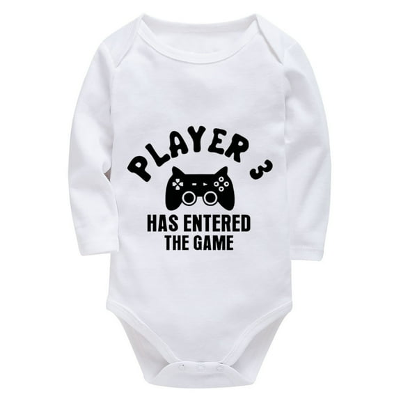 Player 3 Has Entered The Game New Born Boy Clothes Long Sleeve Baby Boy Onsies White Baby Girl Romper 6-9 Months