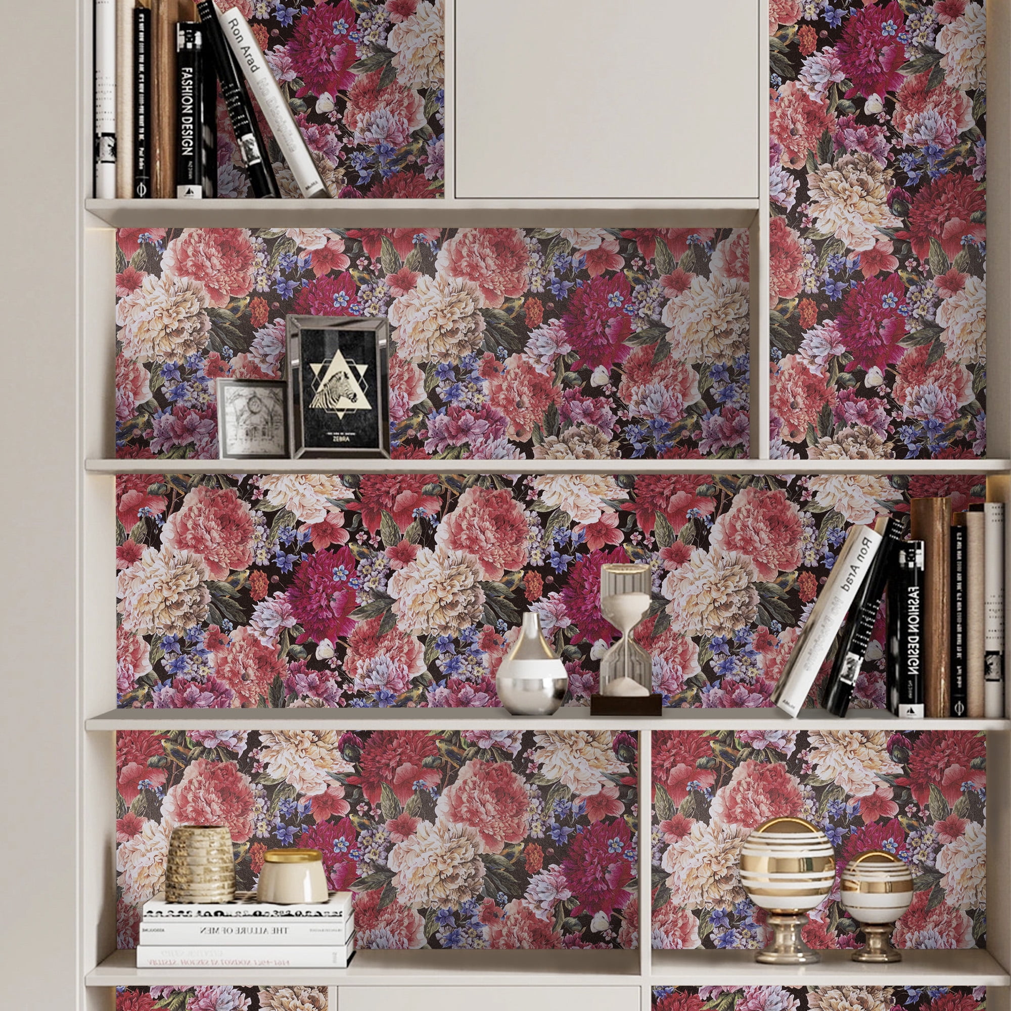 UMIGGEE 17.3-in x 236-in Vintage Peel and Stick Floral Wallpaper Removable Large Peony Vinyl Self Adhesive Mural