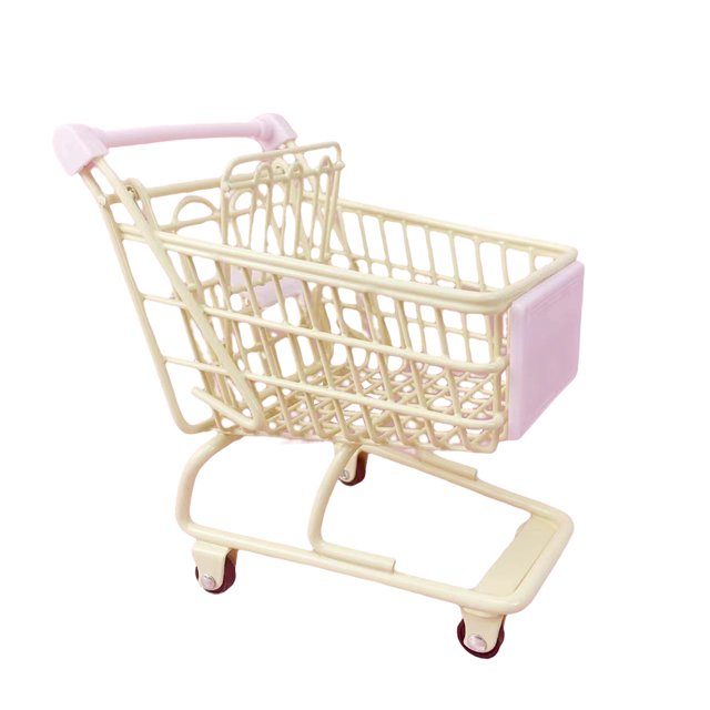 Monstrate Mini carrito de la compra, adorno de mesa, carrito de mano, almacenamiento de supermercado, juguetes para niños, decoración Decoración del hogar Amarillo