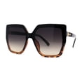 thumbnail image 3 of Lunettes de Soleil pour Femmes Surdimensionnées Carrées Minimalistes Chic Mod à Lentille Encastrée Noir Écaille Fumée, 3 of 4