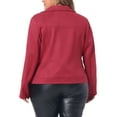 thumbnail image 3 of Agnes Orinda Women's Plus Size Jacket Faux Suede Bomber Moto Biker Zip-Up Coats 4X Burgundy, 3 of 6