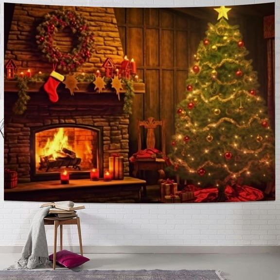 Pratyus Christmas Tree Tapestry Wall Hanging for Bedroom Dorm Christmas Decoration Home Art - Short Plush Fabric, Multiple Sizes, Easy Installation 40x30inch