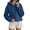 Dark Blue, variant on Women's Denim Hooded Button Down Jacket Casual Pullover with Front Pockets Streetwear Dark Blue XXL