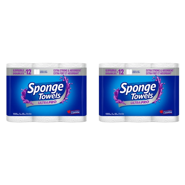 SpongeTowels Utra Pro Essuie-Tout Double Rouleau, Lot de 6 - 2 Paquets