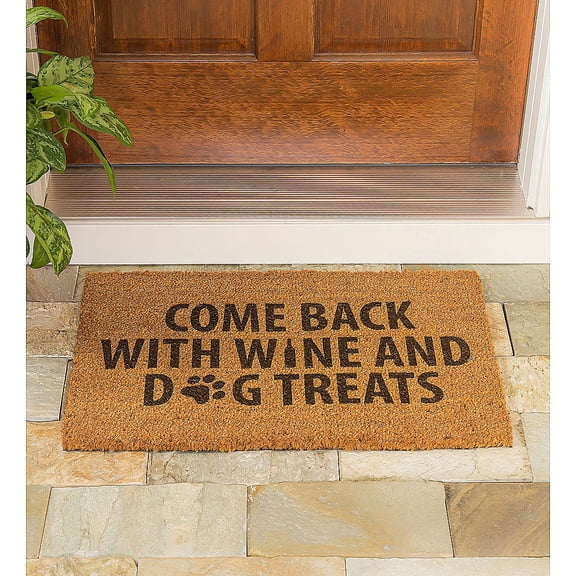 Evergreen Come back with Wine and Dog Treats Indoor Outdoor Doormat 1'4"x2'4" Brown