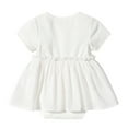 thumbnail image 3 of ZACPNCV Infant Baby Girls Romper Dress Solid Color Short Sleeve Jumpsuits Bodysuits Summer Clothes White 6-9 Months, 3 of 4