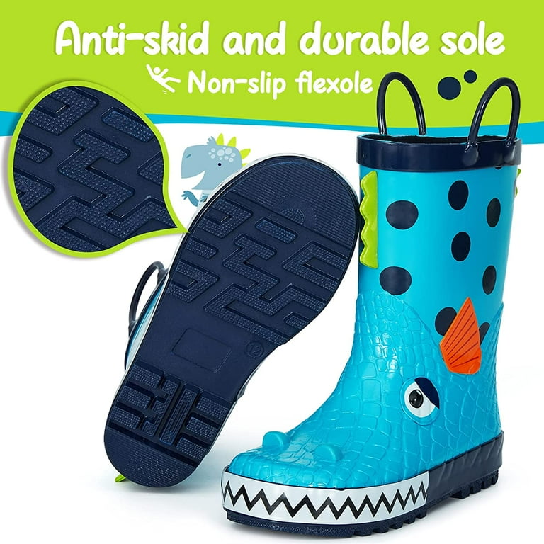 Kushyshoo Rubber Kids Rain Boots Piranha Big Boys Rain Boots 3M