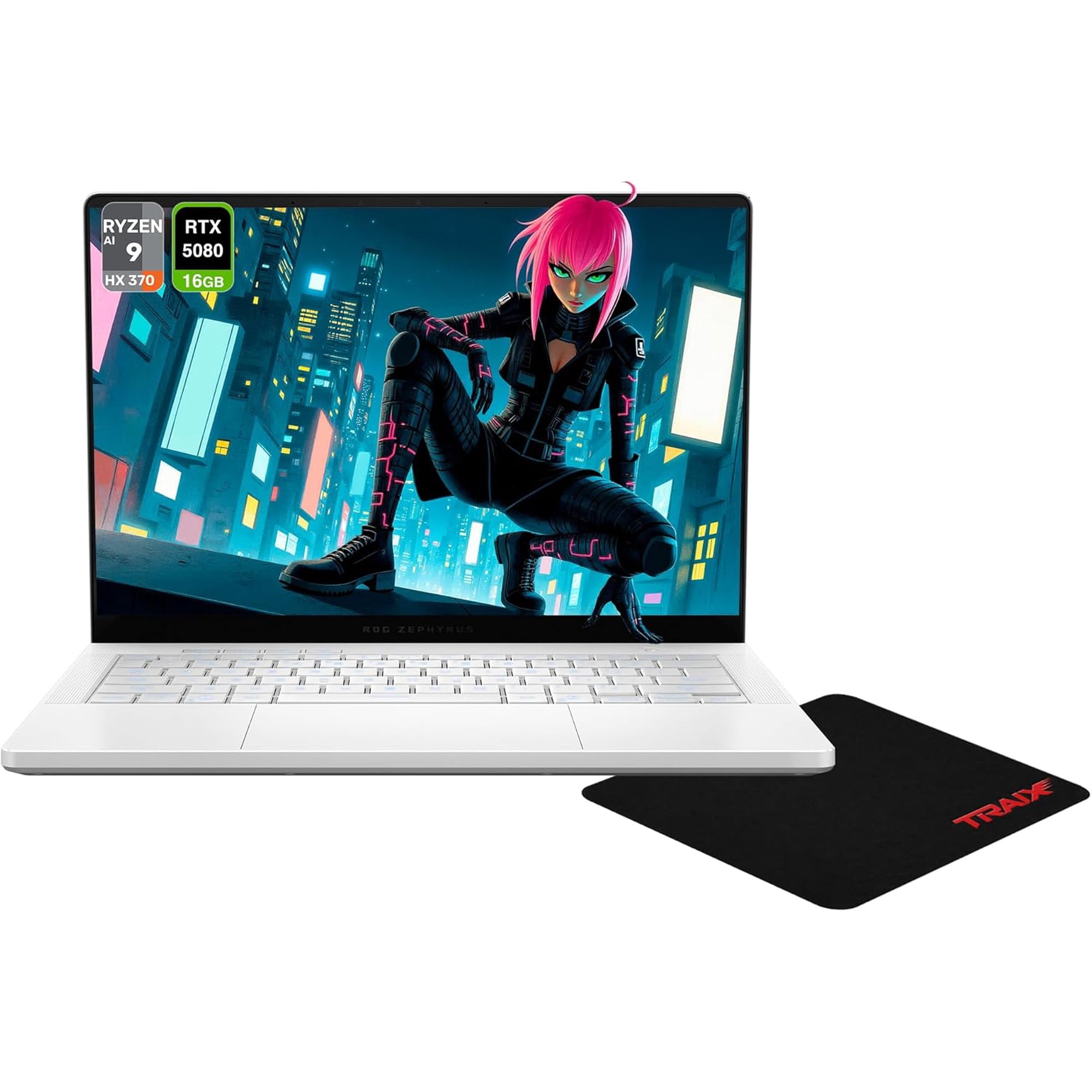 Asus ROG Zephyrus G14 Copilot+ Gaming Laptop, AMD Ryzen AI 9 HX 370, 32 GB LPDDR5X RAM, 2 TB PCIe SSD, 14" 3K (2880X1800) OLED 120Hz, NVIDIA G-Force RTX 5080, RGB Keyboard, W11 Home + Traix MousePad
