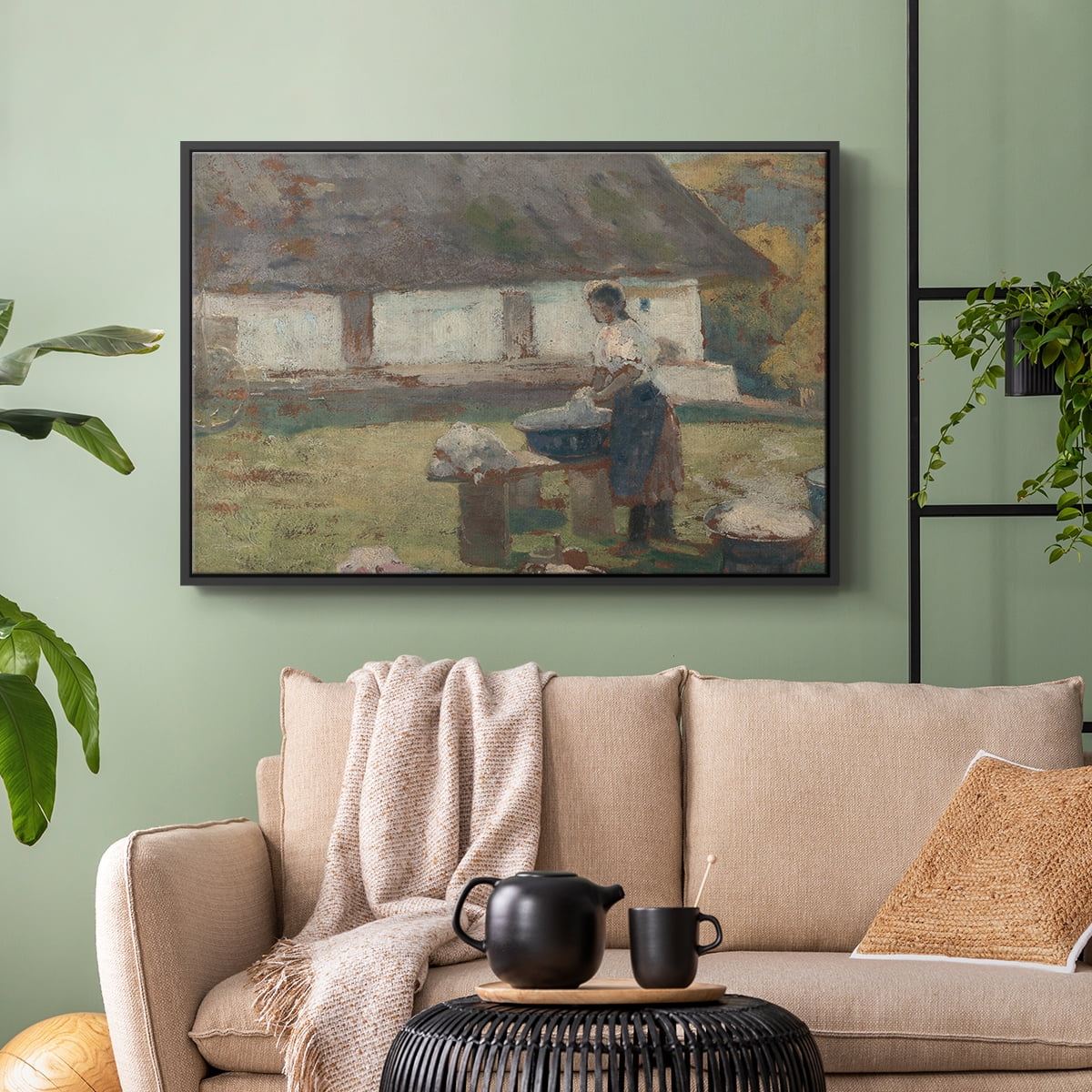 Vintage Landscape-CCCLXXV By Wexford Home Framed in Black Wood Gallery Wrapped Canvas 25 in. x 37 in.