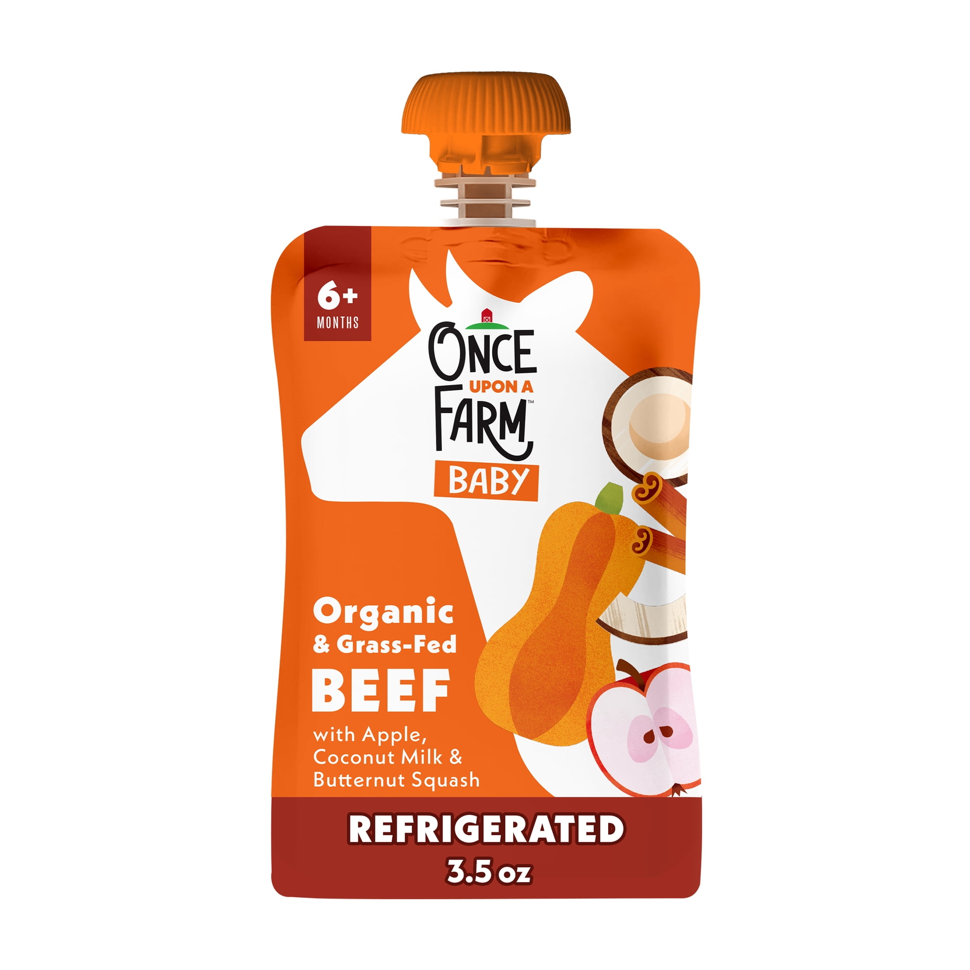 Once Upon a Farm Organic Refrigerated Baby Food Meat Protein Blend Apple, Coconut Milk, Beef, Butternut Squash 3.5oz Pouch