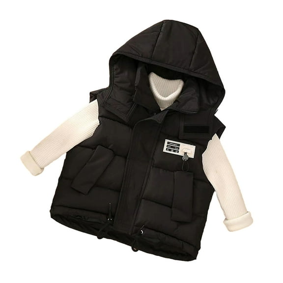 LYMAYTER Girls Boys down Cotton Vest Kids Baby Fall Winter Printed Waistcoat for Toddler Sleeveless Thickened Jacket for 3-10 T