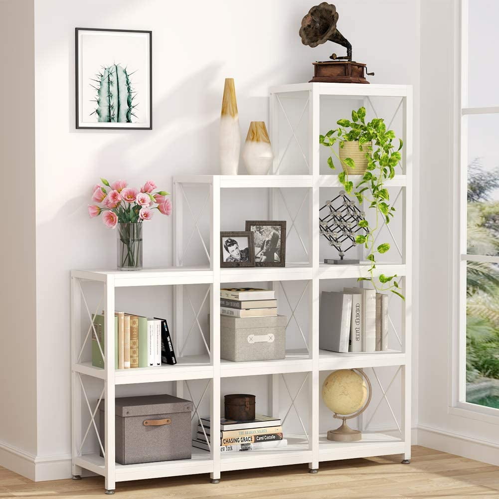 Industrial Etagere Bookcase,Storage Organizer Tribesigns 12 Shelf Bookshelf 