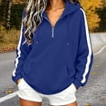 thumbnail image 2 of CBASIHI Womens Quarter Zip Sweatshirts with Pocket Loose Fit Casual Athletic Fall Long Sleeve Drop Shoulder Workout Hoodie Blue S, 2 of 8
