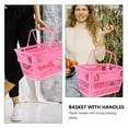 thumbnail image 2 of CRAFTHROU 7Pcs Rosy Rectangular Plastic Shopping Baskets with Handles for Supermarket and KTV Use, 2 of 7
