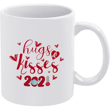

Funny Coffee Mug 2021 Huge Kisses Novelty Cup Great Gift Idea Ceramic Mug White Tea Cup Christmas Mug for Women Men 11 Ounces Tea or Coffee Cup