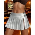 thumbnail image 5 of Aivtalk Women's Faux Leather Pleated Mini Skirt Built in Panties Split Side Y2K A Line Micro Skirts Low Rise Metallic Shiny Outfits Rave Party Clubwear Silver S, 5 of 7