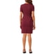 thumbnail image 3 of Vestido ajustado de punto de manga corta y cuello redondo para mujer de negocios casual, color rojo, 3 of 5
