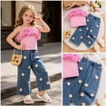 thumbnail image 2 of Outfits for Girls 2 Piece Solid Print Square Neck Sleeveless Tank Top And Wide Leg Trousers Daily Wear Baby Girls' Clothing Sets 2 Years-3 Years, 2 of 9