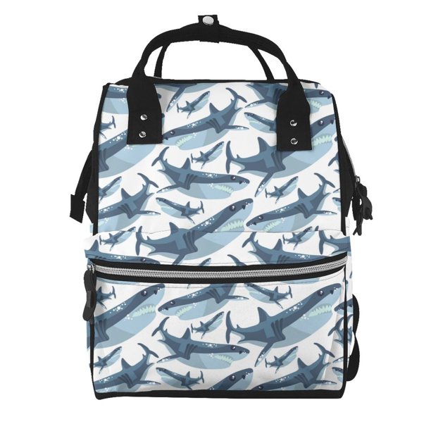 Easygdp Cute Shark para Bolsa de Bebé de Gran Capacidad con Múltiples Bolsillos, Bolsa de Pañales para Padres, Bolsa de Viaje Organizada y Elegante
