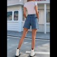 thumbnail image 4 of Pantalones Cortos Vaqueros para Mujer, Informales, de Verano, de Cintura Media, Deshilachados, Elásticos y Rotos. Azul Medio M, 4 of 10