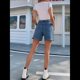 thumbnail image 4 of Pantalones Cortos Vaqueros para Mujer, Informales, de Verano, de Cintura Media, Deshilachados, Elásticos y Rotos. Azul Medio L, 4 of 10