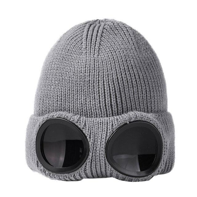Gorro con máscara Cyberpunk, gorro de lana cálido, máscara de esquí, gafas a prueba de viento para hombres y mujeres, gorro de punto de esquí de felpa en otoño e invierno