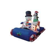 6 Foot Long Inflatable Christmas Snowmen & Penguin Sitting on a Sleigh