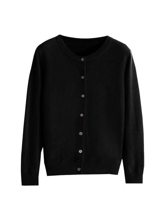 Womens Tops Womens Basic Crew Neck Long Sleeve Button Down Womens Cardigan Sweaters