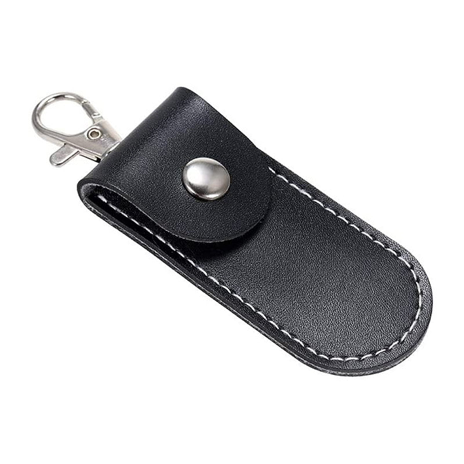 Washranp Flash Drive Storage Cover with Keyring Button,Faux Leather