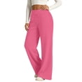 thumbnail image 5 of Nestiefly Wide Leg Sweatpants Women Baggy High Waist Workout Yoga Pants with Pockets | Loose Fit Drawstring Sweat Pants,Fall Clothes Pink M, 5 of 6