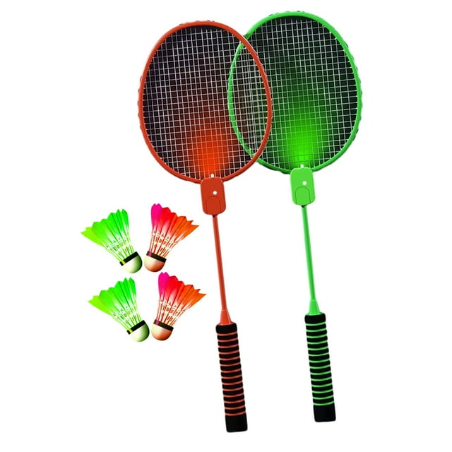 Raquetas de bádminton luminosas, juego de raqueta de bádminton profesional ligera, 2 uds. naranja y verde