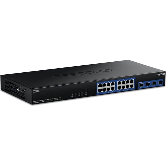 TRENDnet TEG-S50204 20-Port 2.5G Switch with 10G SFP  Ports, 160Gbps Switching Capacity, 1U Rackmount, Black