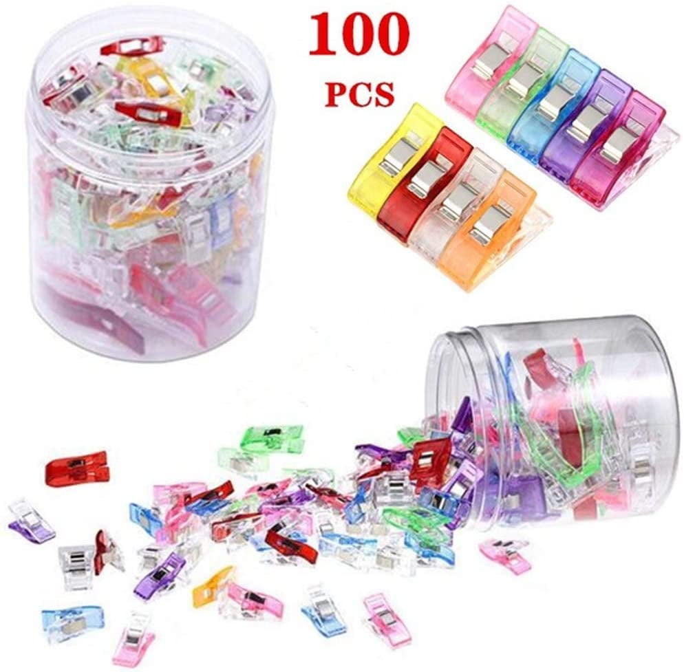URBEST Sewing Clips 100 Pcs Blinder Clips Multi-Purpose Clips Multi-Color Paper Clips