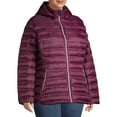 Time and Tru Women's Plus Size Packable Puffer Jacket with Hood